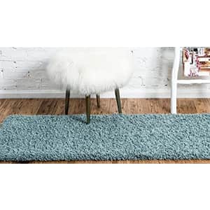 Unique Loom Solid Shag Collection Area Rug (2' 6" x 19' 8" Runner, Light Slate Blue) for $83