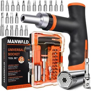 Ratcheting T-Handle Screwdriver and Universal Socket Tool Set for $17