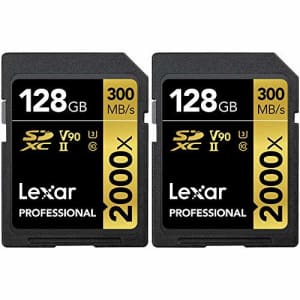 Lexar LSD2000128G-BNNNU Pro 2000x SD UHS-II 128GB Memory Card 2 Pack for $228