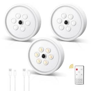 Wireless LED Puck Lights with Remote Control 3-Pack for $25