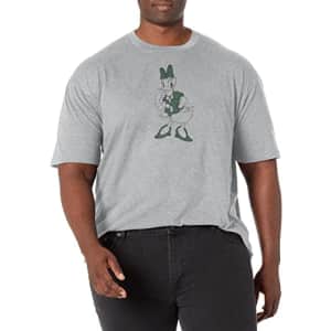 Disney Big Classic Mickey Pine Green Daisy Men's Tops Short Sleeve Tee Shirt, Athletic Heather, for $8