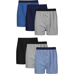 Hanes Men's ComfortSoft Jersey Boxers 6-Pack for $17