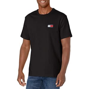 Tommy Hilfiger Men's Tommy Jeans Short Sleeve Logo T Shirt, Jet Black, XS for $35