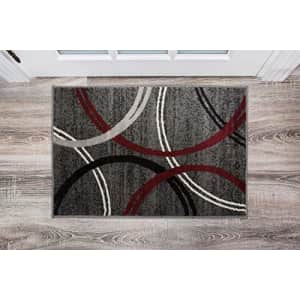 Rugshop Modern Wavy Circles Desing Area Rug 2' x 3' Red for $34