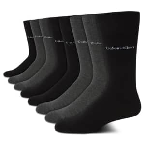 Calvin Klein Men's Dress Socks - Lightweight Cotton Blend Crew Socks (8 Pack), Size 7-12, for $22