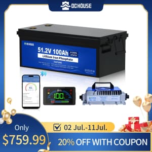 DC House 48V 100AH LiFePO4 Lithium Golf Cart Battery w/ Charger for $760 DC House 48V 100AH LiFePO4 Lithium Golf Cart Battery w/ Charger for $760