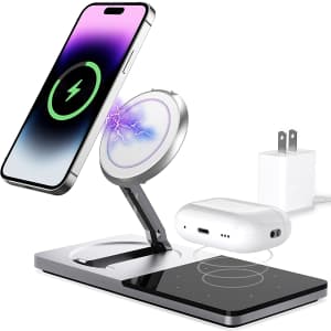 Nimix 2-in-1 Magnetic Wireless Charging Station for $19