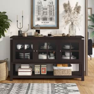 Marlow 59" Modern Farmhouse 3-Door Windowpane Cabinet Buffet for $100