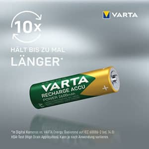 Varta DLC AA NiMH Rechargeable Batteries, 2600mAh, 2 Pack for $21