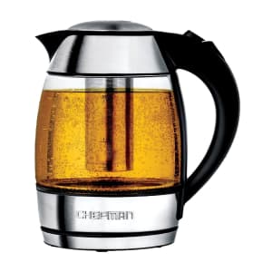 Chefman 1.8L Electric Glass Kettle with Tea Infuser for $18