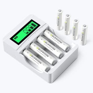 Deleepow Rechargeable AAA Batteries 8-Pack w/ Charger for $10