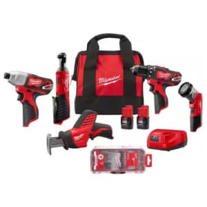 Milwaukee M12 12V Cordless 5-Tool Combo Kit w/ 2 Batteries for $210