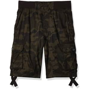 Southpole Boys' Big Fine Twill All Over Camo Jogger Shorts with Cargo Pockets, Woodland, Small for $18