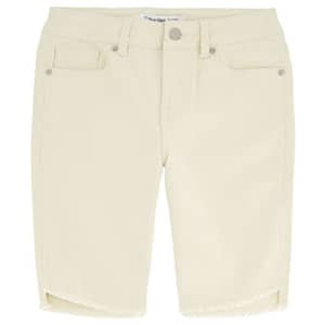 Calvin Klein Girls' Skinny Fit Stretch Denim Bermuda Shorts, Seedpearl/Slant Hem, 16 for $24