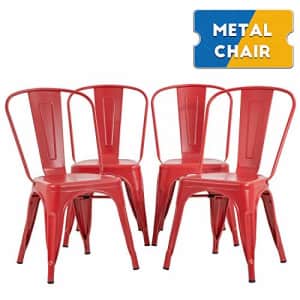 FDW Metal Dining Chairs Set of 4 Indoor Outdoor Chairs Patio Chairs 18 Inch Seat Heigh Kitchen Chairs for $100