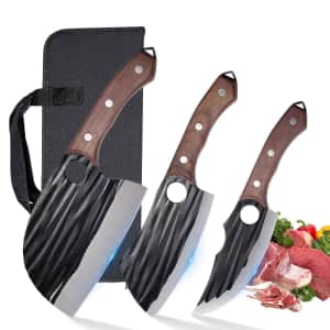 Xnarlath 3-Piece Butcher Knife Set w/ Bag for $19
