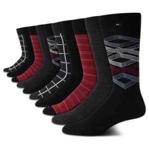 Tommy Hilfiger Men's Dress Socks - Classic Comfort Crew Sock (10 Pack), Size 7-12, Black Stripe for $22
