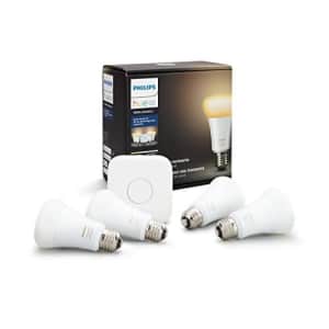 Philips Hue White Ambiance Smart Bulb Starter Kit (4 A19 Bulbs and 1 Hub Works with Alexa Apple for $147