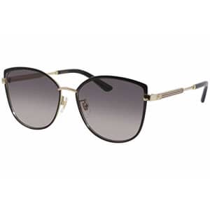 Gucci GG 0589SK 001 Black Gold Metal Cat-Eye Sunglasses Grey Gradient Lens for $267