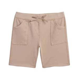 IZOD Girls' School Uniform Sensory-Friendly Soft Pull-on Short, Khaki, 5 for $21