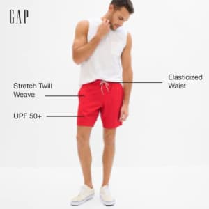 GAP Mens Swim Trunk Bathing Suit, Red, Small US for $15