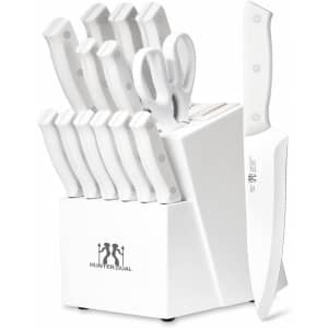 Hunter.Dual 15-Piece Kitchen Knife Block w/ Built-In Sharpener for $19