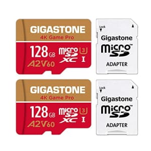 [5-Yrs Free Data Recovery] Gigastone 128GB 2-Pack Micro SD Card, 4K Game Pro, A2 V60 MicroSDXC for $49