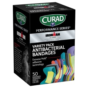 Curad Performance Series Ironman 50-Count Antibacterial Bandages for $6