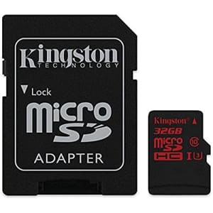 Kingston Digital 32GB microSDHC UHS-I Speed Class 3 U3 90R/80W Flash Memory Card with Adapter for $43 Kingston Digital 32GB microSDHC UHS-I Speed Class 3 U3 90R/80W Flash Memory Card with Adapter for $43