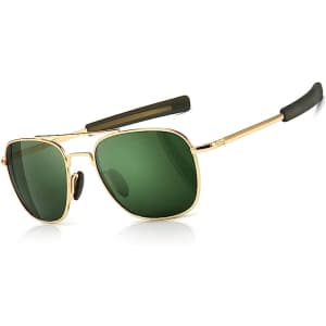 Men's Polarized Military Style Aviator Sunglasses for $9