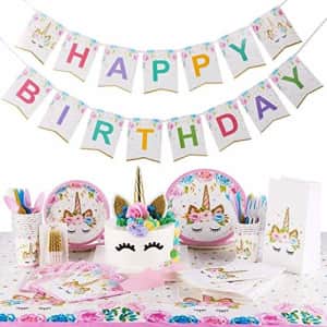 Discovering DIY Unicorn Birthday Decorations for Girls - Party Supplies Kit for 16 Guests w/Plates, for $55