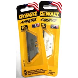 DeWalt Carbide Edge Utility Knife Blade - Last 10x Longer (10-Pack) for $12 DeWalt Carbide Edge Utility Knife Blade - Last 10x Longer (10-Pack) for $12