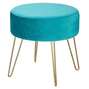mDesign Round Padded Ottoman Footstool with Metal Hairpin Legs - Small Stool and Chair Pouf for $52