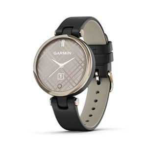 Garmin Lily, Small GPS Smartwatch with Touchscreen and Patterned Lens, Light Gold with Black for $200
