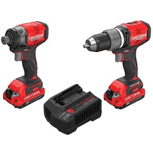 CRAFTSMAN V20 RP Cordless Drill and Impact Driver, Power Tool Combo Kit, 2 Batteries and Charger for $179