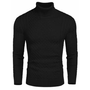 Coofandy Men's Slim Fit Turtleneck Sweater for $15
