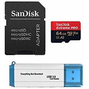 64GB Micro SDXC SanDisk Extreme Pro 4K Memory Card Bundle works with DJI Mavic 2, Pro, Zoom, Spark, for $15