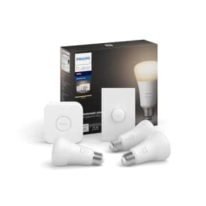 Philips Hue Smart Light Starter Kit Old Version - Includes (1) Bridge, (1) Smart Button and (3) for $70 Philips Hue Smart Light Starter Kit Old Version - Includes (1) Bridge, (1) Smart Button and (3) for $70