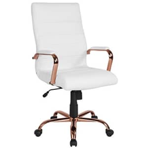 Flash Furniture High Back White LeatherSoft Executive Swivel Office Chair with Rose Gold Frame and for $154