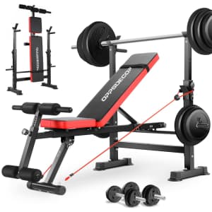 600-lb. Adjustable Weight Bench Set with Squat Rack for $100