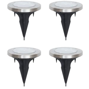 Mainstays Solar LED Landscape Disc Light 4-Pack for $8