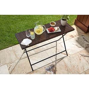 BrylaneHome Santiago Folding Table Patio Table, Brown for $217