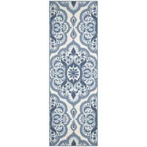 Maples Rugs Vivian Medallion Runner Rug Non Slip Hallway Entry Carpet [Made in USA], 2 x 6, Blue for $19