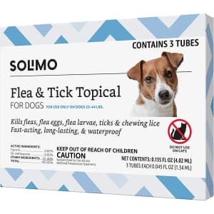 Solimo Flea & Tick Treatment for Medium Dogs 3-Dose Box for $7.73 via Sub & Save Solimo Flea & Tick Treatment for Medium Dogs 3-Dose Box for $7.73 via Sub & Save