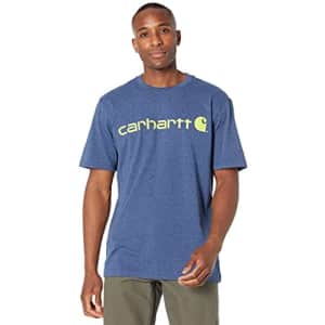 Carhartt Men's Loose Fit Heavyweight Short-Sleeve Logo Graphic T-Shirt,Dark Cobalt Blue HeatherSmall for $20