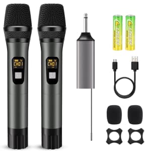 Wireless Dual UHF Dynamic Microphone System for $28