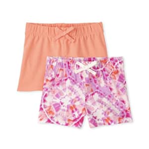 The Children's Place Girls Pull On Fashion Shorts, Desert Flower|Sparkle Tie Dye-2 Pack, Medium for $14