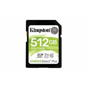 Kingston 512GB SDHC Canvas Select Plus 100MB/s Read Class 10 UHS-I U1 V10 Memory Card with for $43