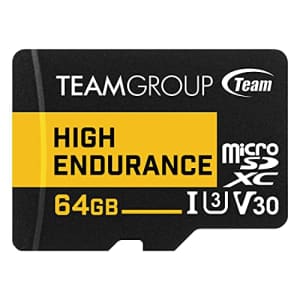 TEAMGROUP HIGH Endurance 64GB Micro SDXC UHS-I U3 V30 4K 100MB/s (Designed for Monitoring) Memory for $7