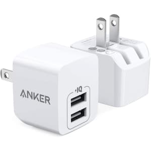 Anker 12W USB Wall Charger w/ Foldable Plug 2-Pack for $15